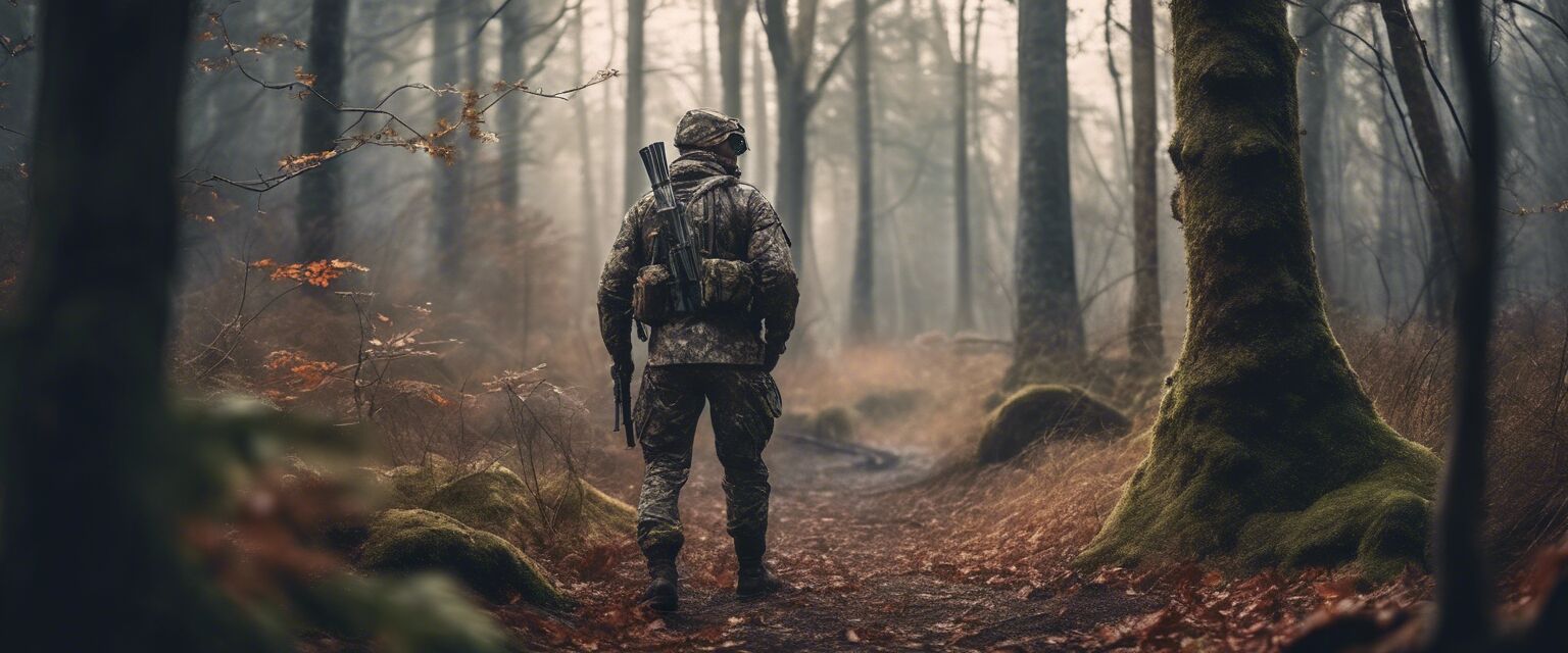 Hunting clothing in forest